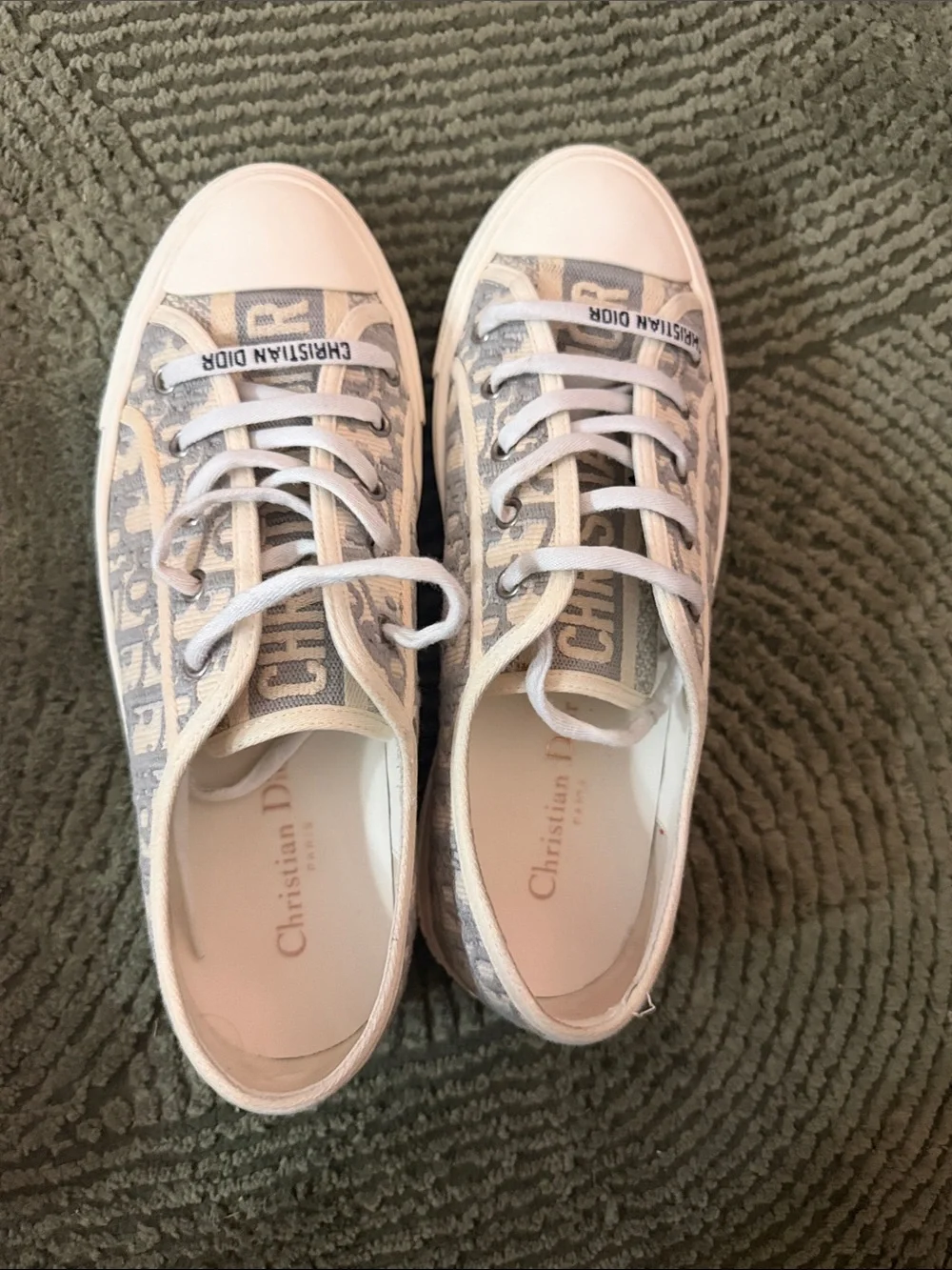 Dior Gray/Off White Canvas Sneakers